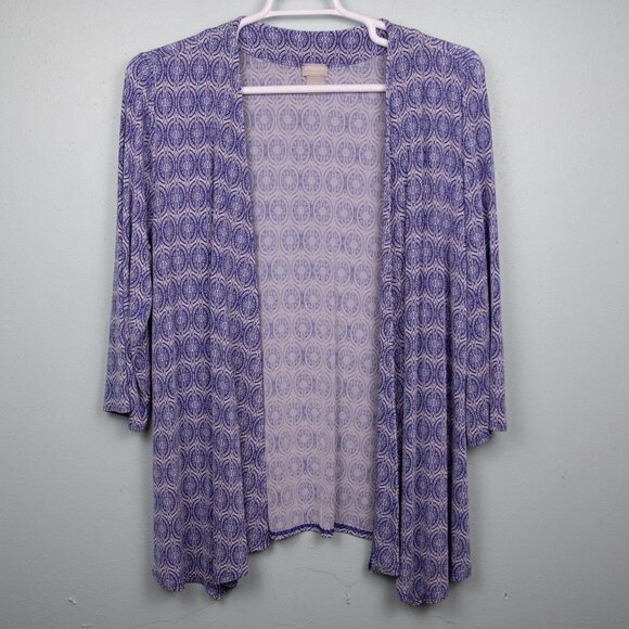 Chico's Travelers slinky knit blue open cardigan-2 - Picture 1 of 4